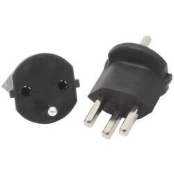 Fixed adapter 3pin Schuko/T23 16A black